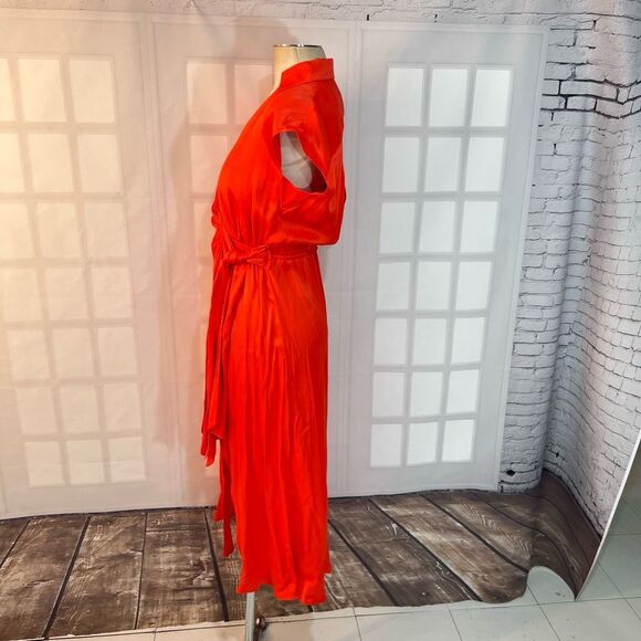 Anthropologie Maeve Red Open-Back Viscose Tie Waist Wrap Midi Dress XS - Picture 8 of 13